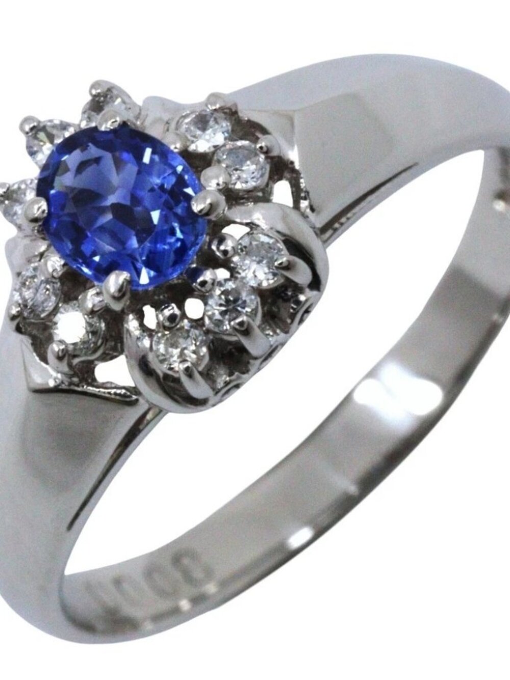 Ring Pt900Platinum/sapphire/diamond #4.9(US Size) 3.2g Women